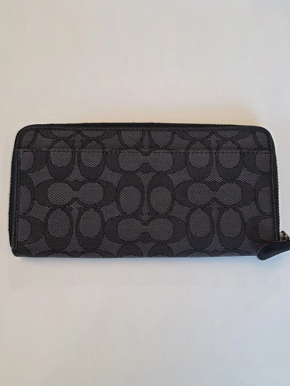 Coach Black Long Wallet Zip Around in Signature Canvas All Over 